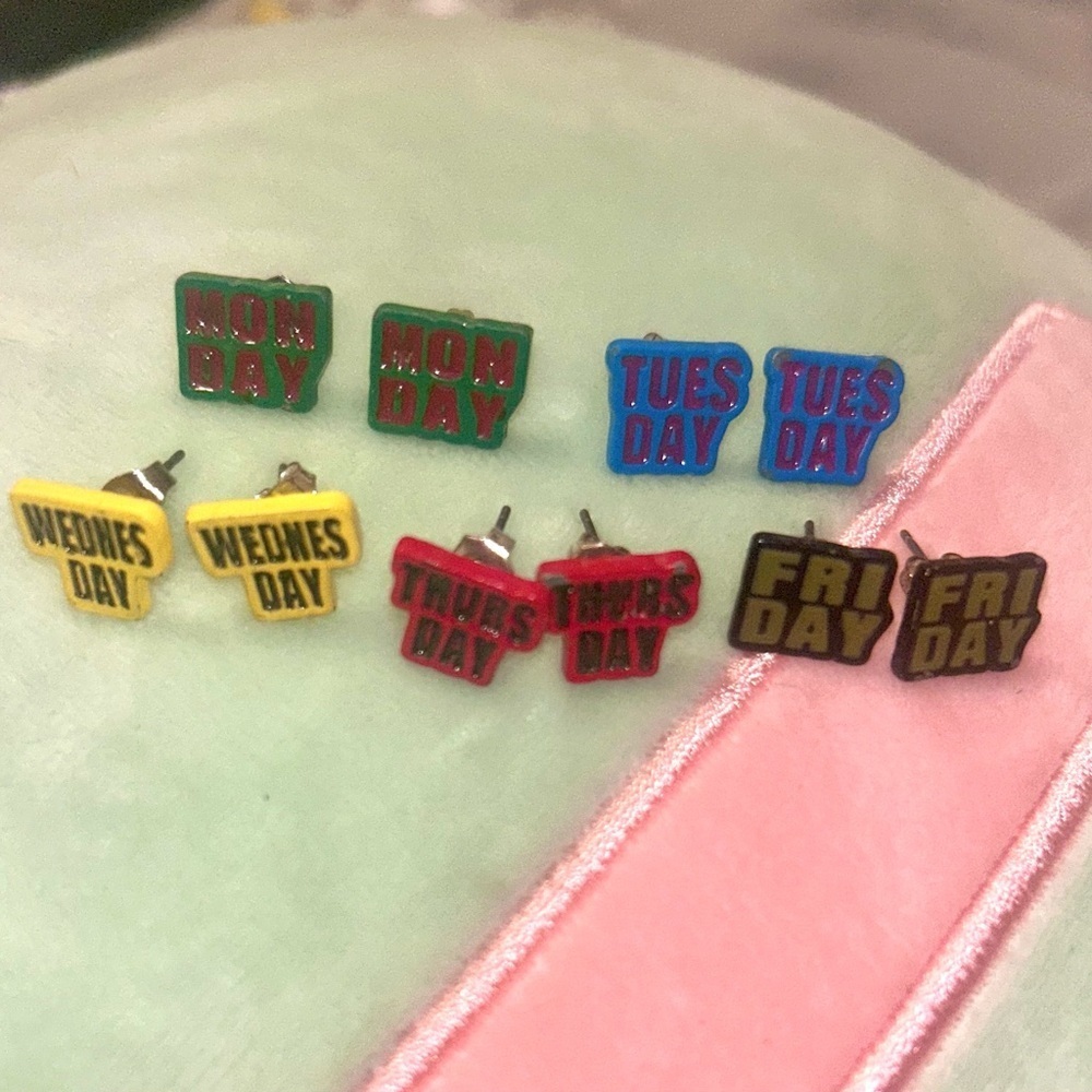 Colorful Day of the Week Earrings Set